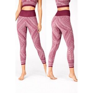 Fabletics NEW Veranda Burgundy Lace Jacquard High Waisted Seamless Legging SZ XS